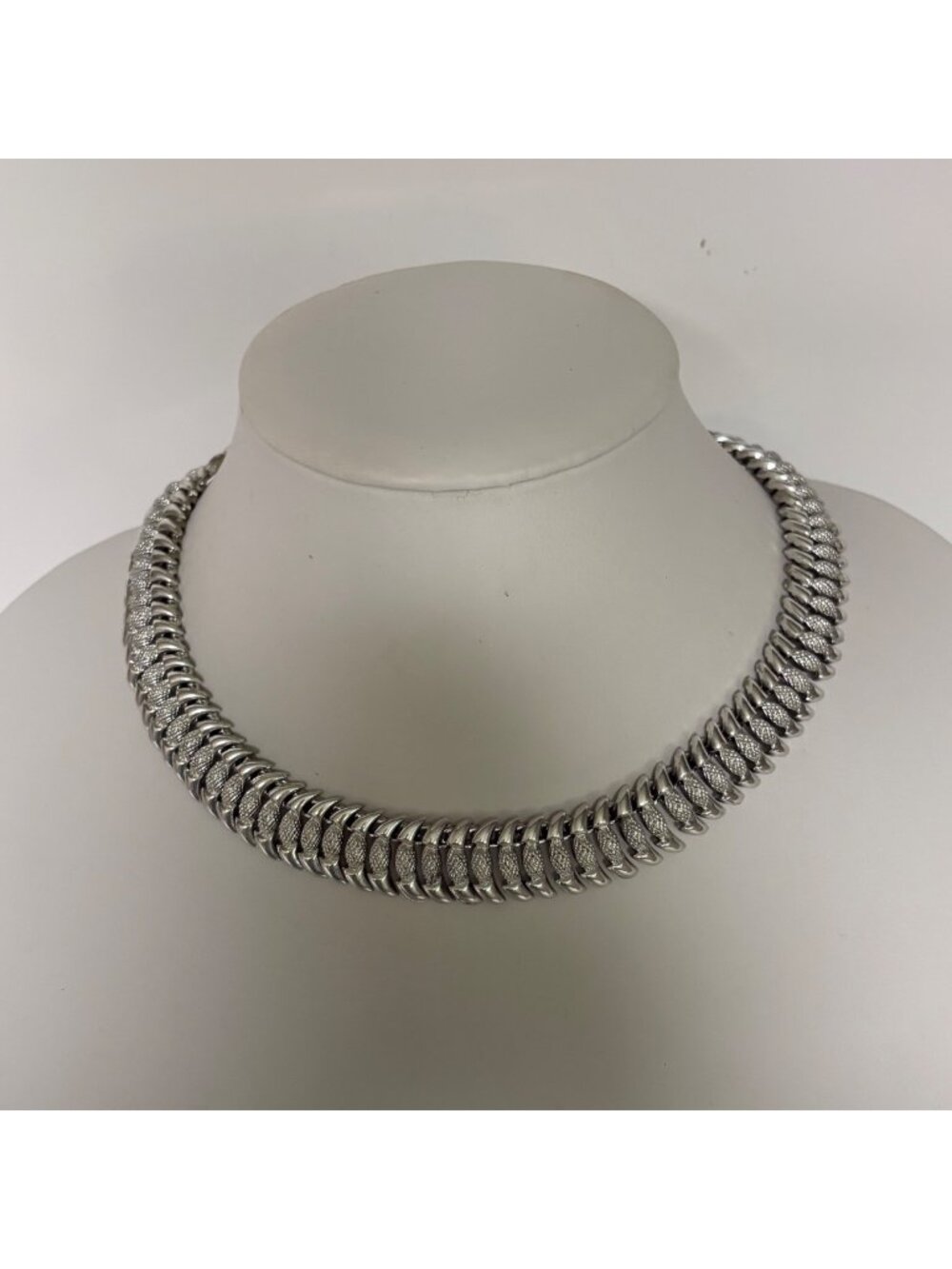Coro Choker Necklace Textured Link Vintage Signed Adjustable Hook Closure MCM